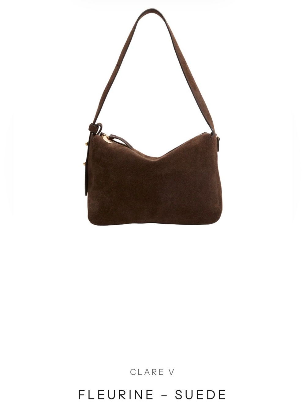 Clare V Brown Suede Shoulder Bag with Gold Hardware